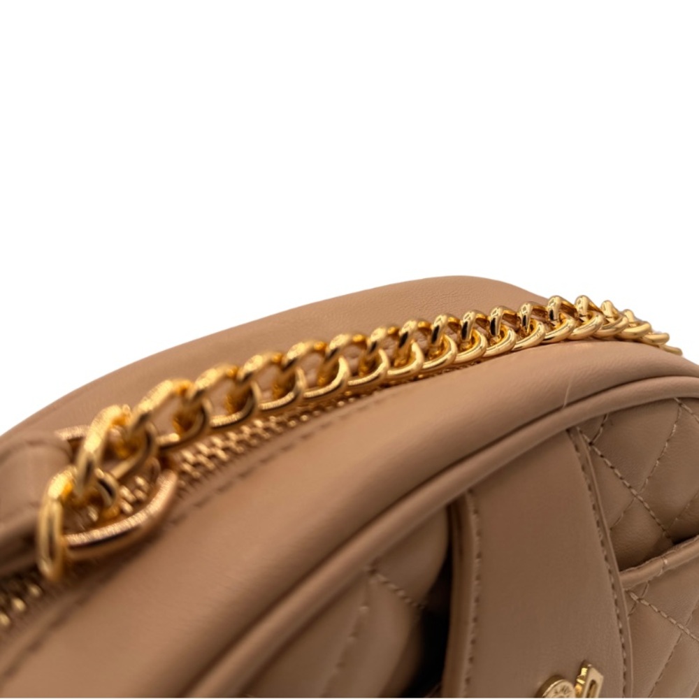 Valentino Orlandi Quilted Tan Crossbody Bag with Gold Chain - Picture 7 of 8